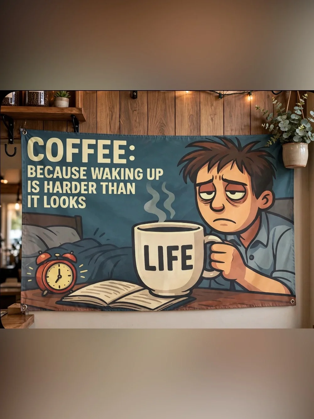 Restaurant/ Shop Banner/ Sign COFFEE: Because Waking Up Is Harder Than It Looks